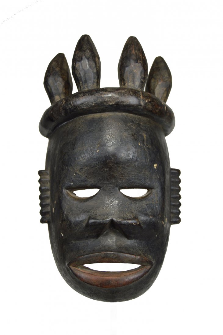 OGONI STYLE AFRICAN MASK WITH CROWN, AFRICAN ART (1 of 6)