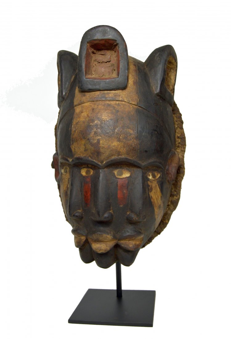 HAUNTING THREE FACED KONGO AFRICAN MASK, AFRICAN ART (1 of 7)