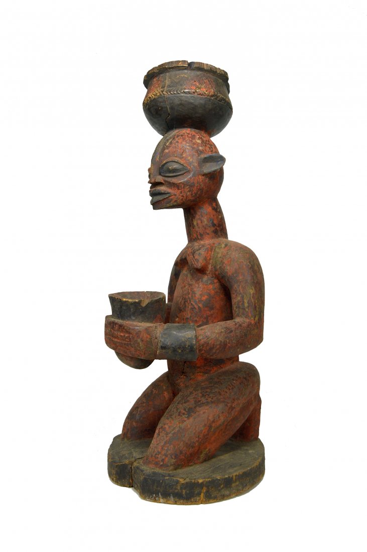 Lady in Red ~ Vintage Yoruba Style Kneeling Female (1 of 9)