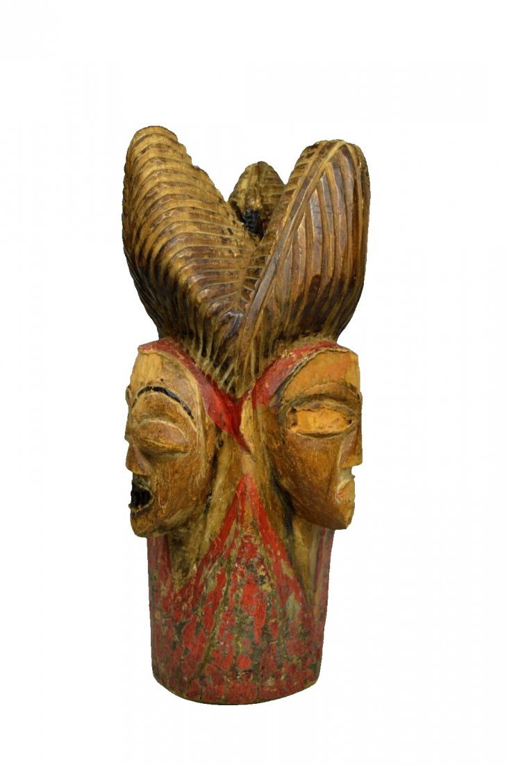 A Rare Old Punu 3 Faced Shrine Sculpture, African Art (1 of 8)