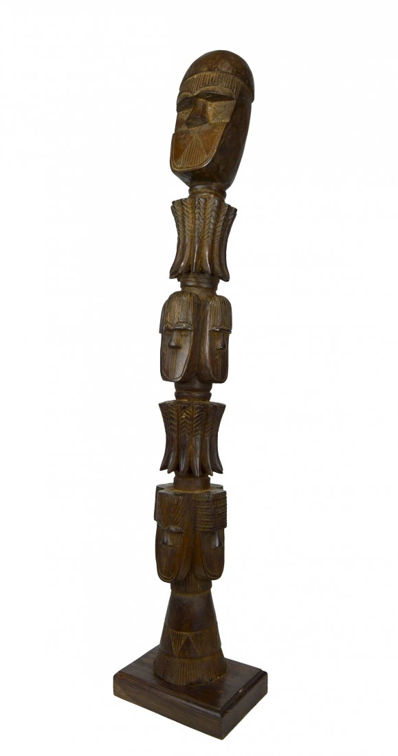 Rare Large Toma Ritual Post with mask Faces African Art (1 of 7)