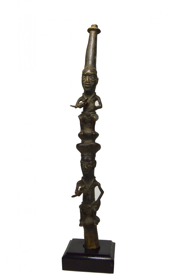 Vintage Yoruba Bronze Pipe Stem with Ancestors (1 of 4)