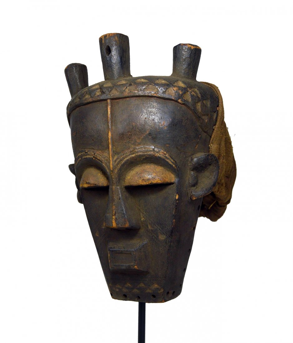 A Kuba Biombo African mask with woven Grass headdress (1 of 6)