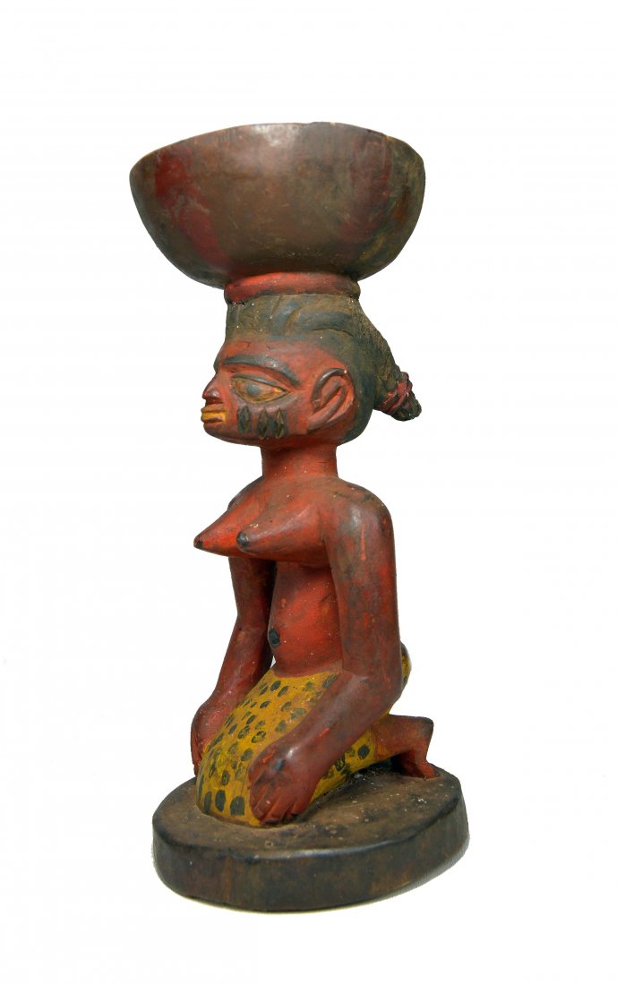 Vintage Yoruba Kneeling Female Devotee Divination Bowl (1 of 7)
