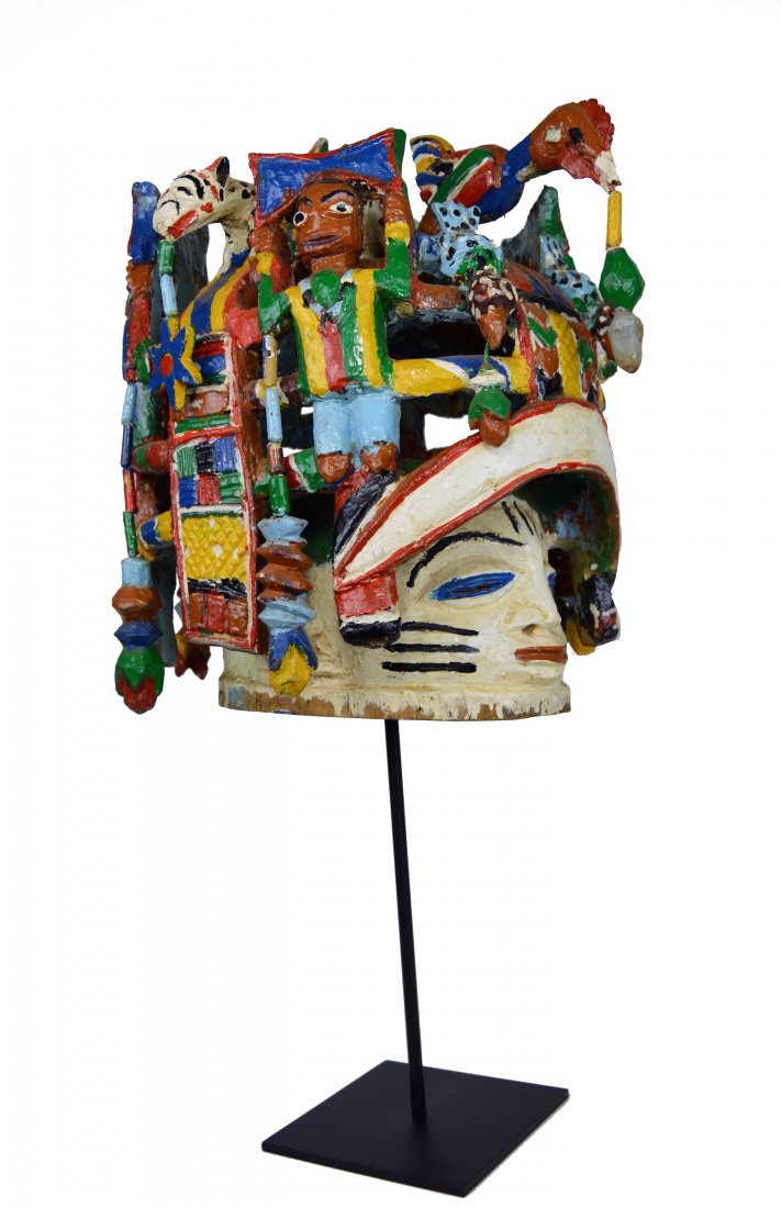 Elaborate and Colorful Yoruba Gelede African mask (1 of 10)