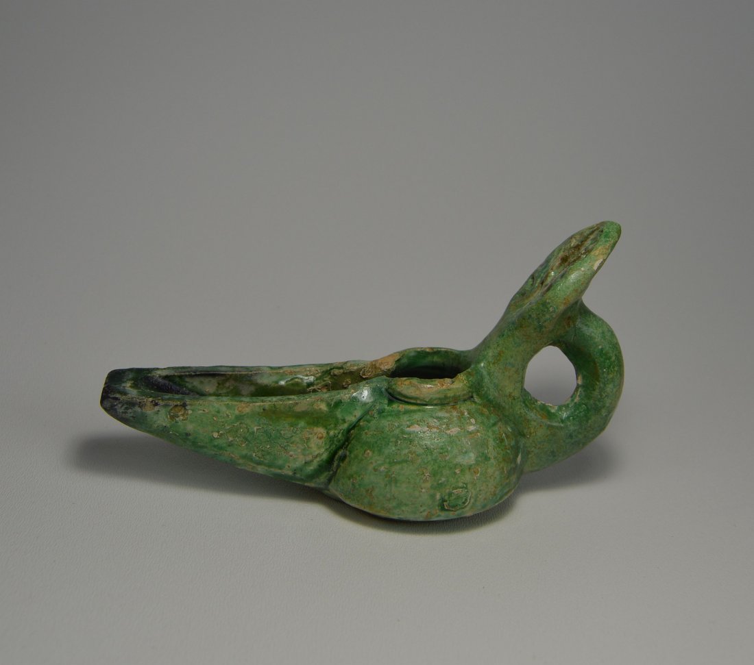 Ancient Persian Green Glazed Pottery Oil Lamp 300 Years (1 of 5)