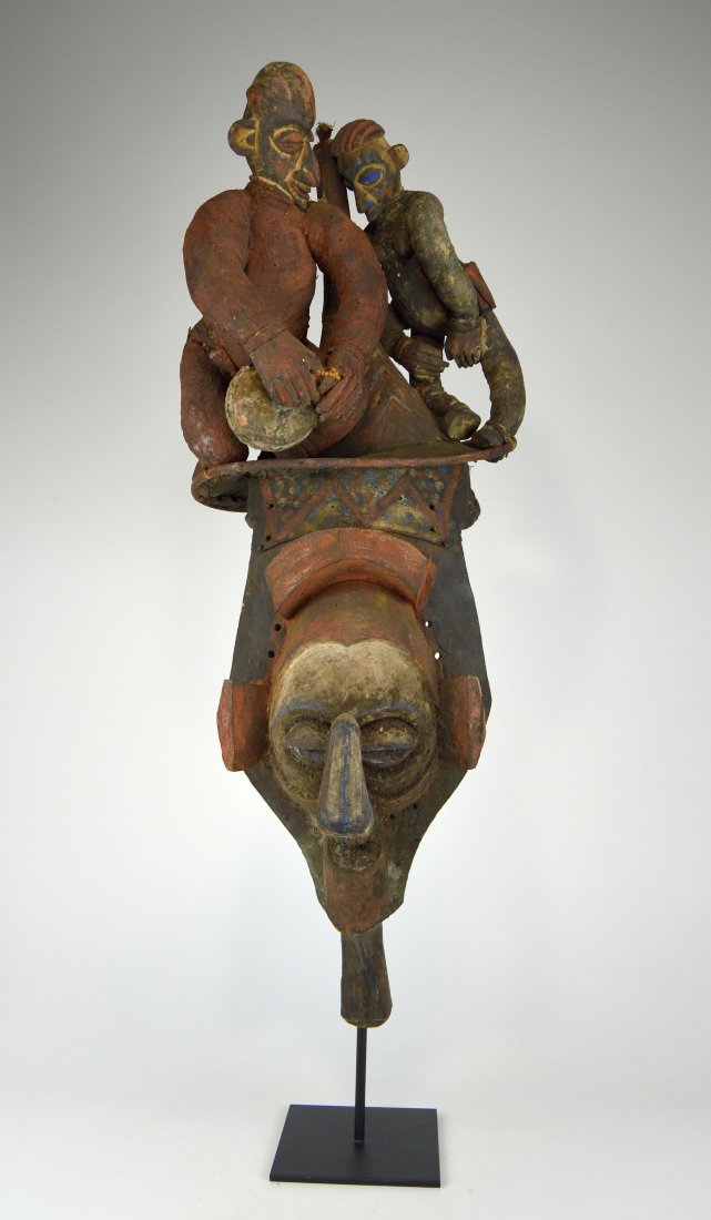 A Fascinating Yaka Initiation Mask with Musician on top (1 of 7)