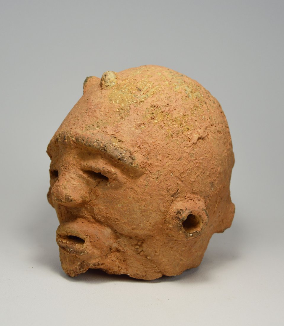 Ancient Katsina Sculpture Head, 200 BC-100 AD Nigeria: A very rare ancient relic from Africa's past, a terracotta head, likely a fragment from a sculpture, katsina culture, Nigeria and dating back to 200 BC to 100 AD. This Nok related artifact features a
