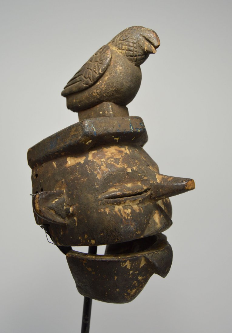 A Fine Ogoni Mask with Avian Finial & Hinged Jaw (1 of 1)