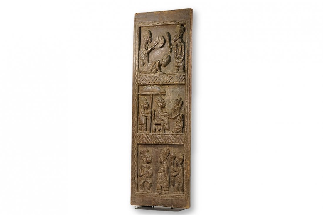 Tall Carved Yoruba Door / Panel with Royal Scenes (1 of 7)
