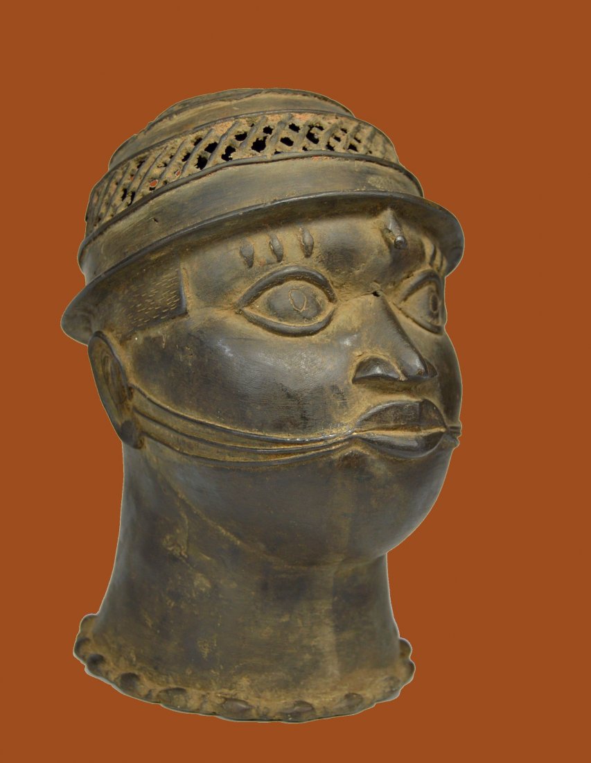 A Vintage Benin Bronze Memorial Head (1 of 6)