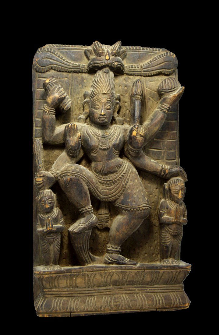 Vintage to Antique Carved Wooden Shiva Temple Panel (1 of 1)