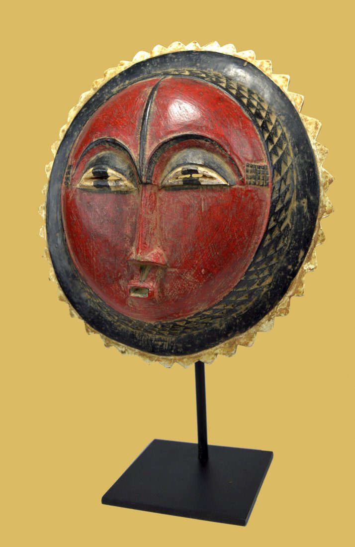 A Red faced Baule Sun Shaped African mask (1 of 7)