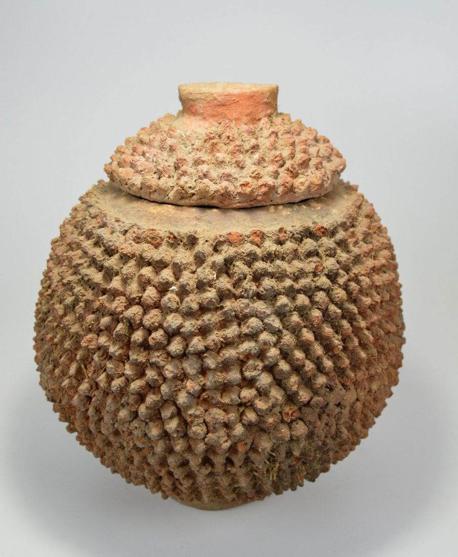 Large Lobi Lidded Pot with studded surface African Form (1 of 5)