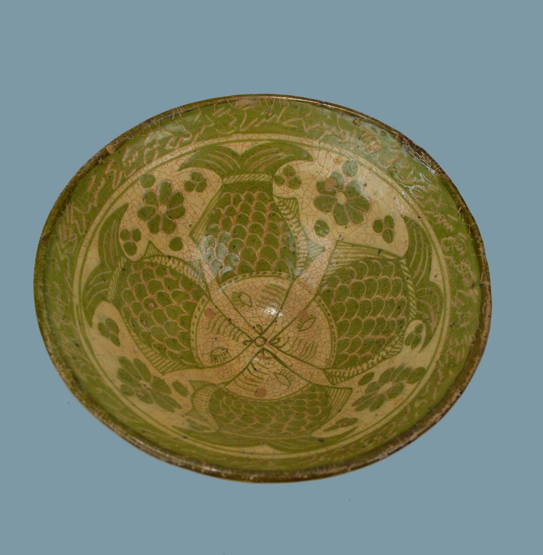 Large Ancient Nishapur Ceramic with Four Fish Design (1 of 4)