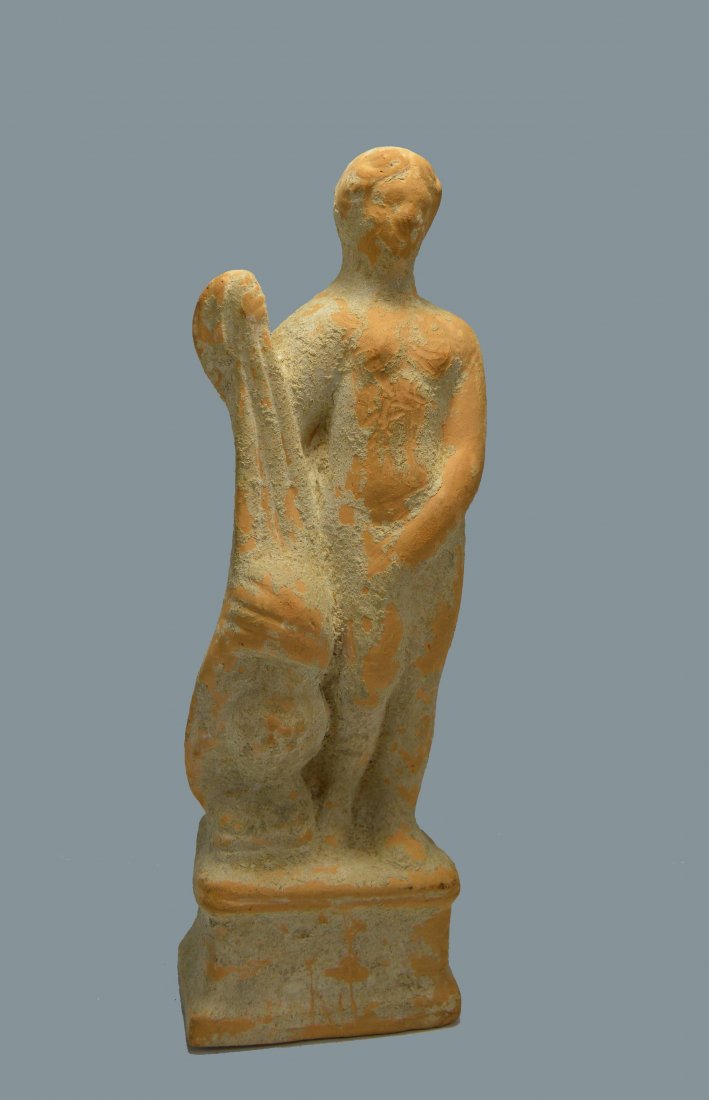 Ancient Greek Aphrodite Sculpture 400 BC: Greek terracotta nude standing female, probably the goddess Aphrodite, ca. 4th century BC. The figure measures 7 inches tall. provenance: Ex The Dr Brian Healy estate, New york.