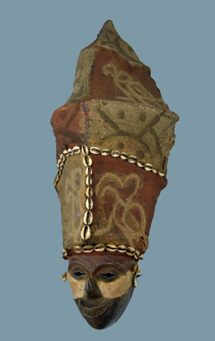 Unusual Yaka African Mask with tall textile headdress (1 of 6)