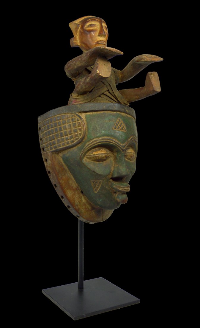 A Green Ogoni mask with marionette figure (1 of 5)