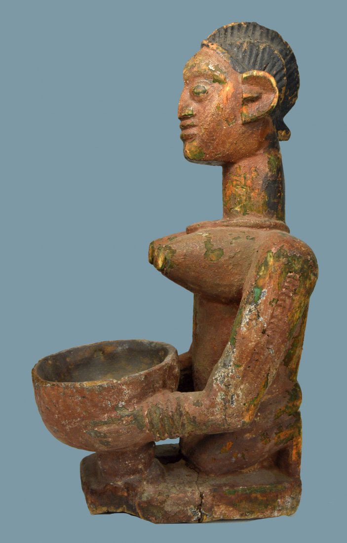 A Yoruba Ceremonial Bowl with Female Effigy (1 of 8)