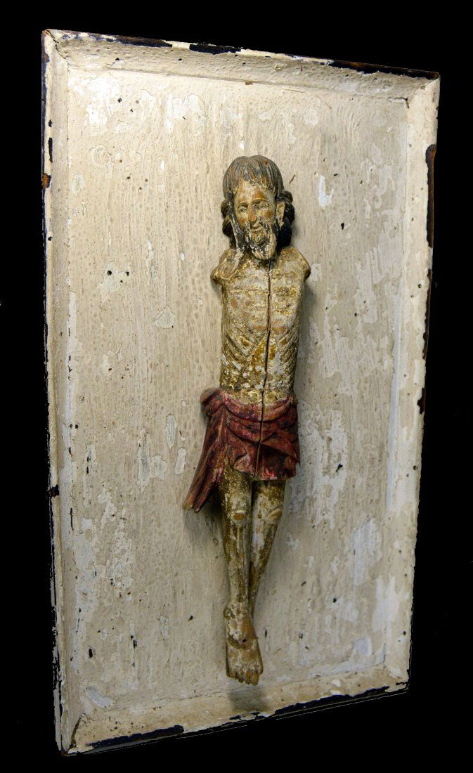 Antique Christ Figure from Crucifix mounted to panel (1 of 1)