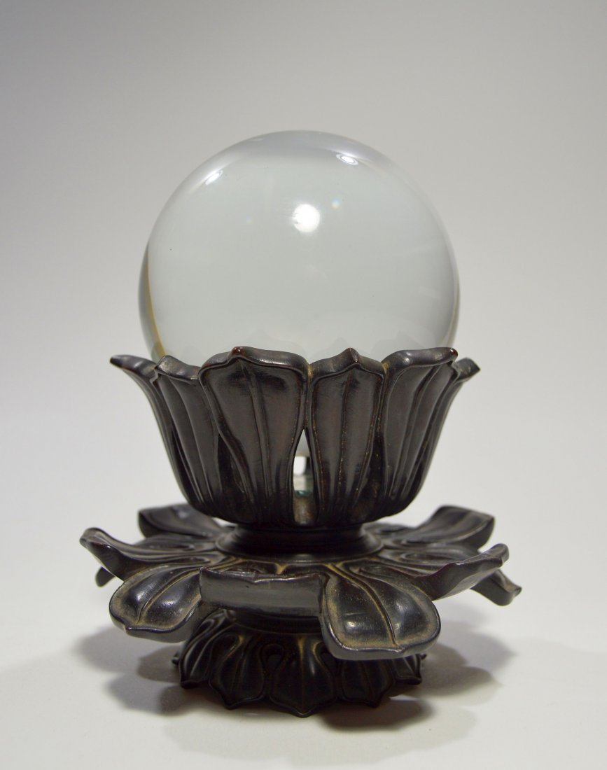A Large Antique Crystal Ball on Base (1 of 5)