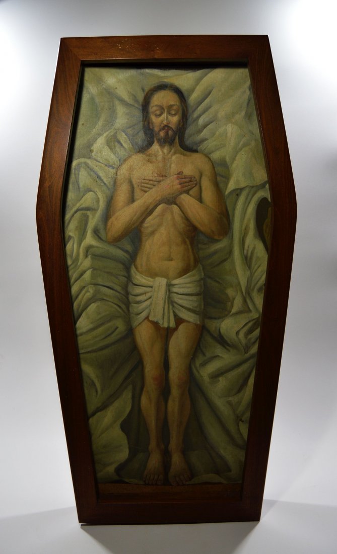 Painting of Christ in Coffin shaped Frame (1 of 5)