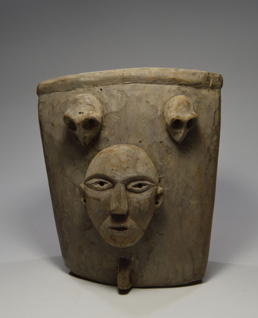 A Rare Naga Basket with carved Trophy Heads, India (1 of 7)