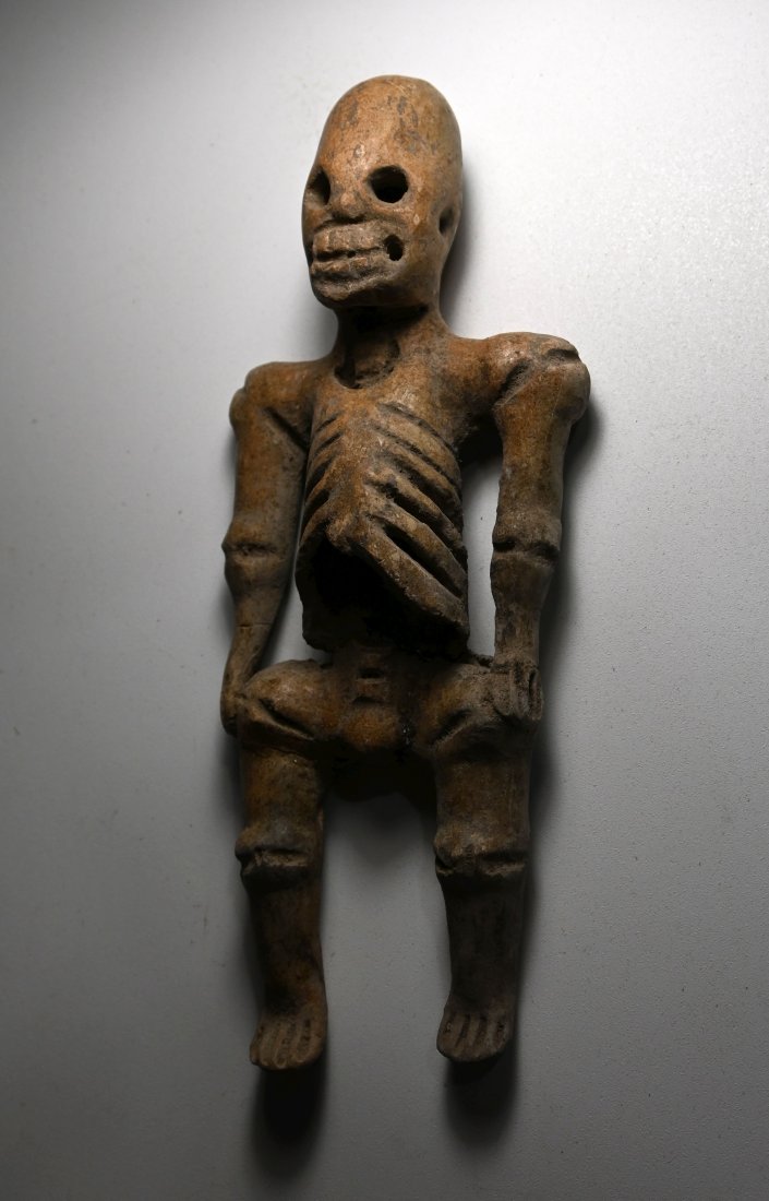 Precolumbian Aztec Terracotta Skeleton Idol 900 AD (1 of 4)