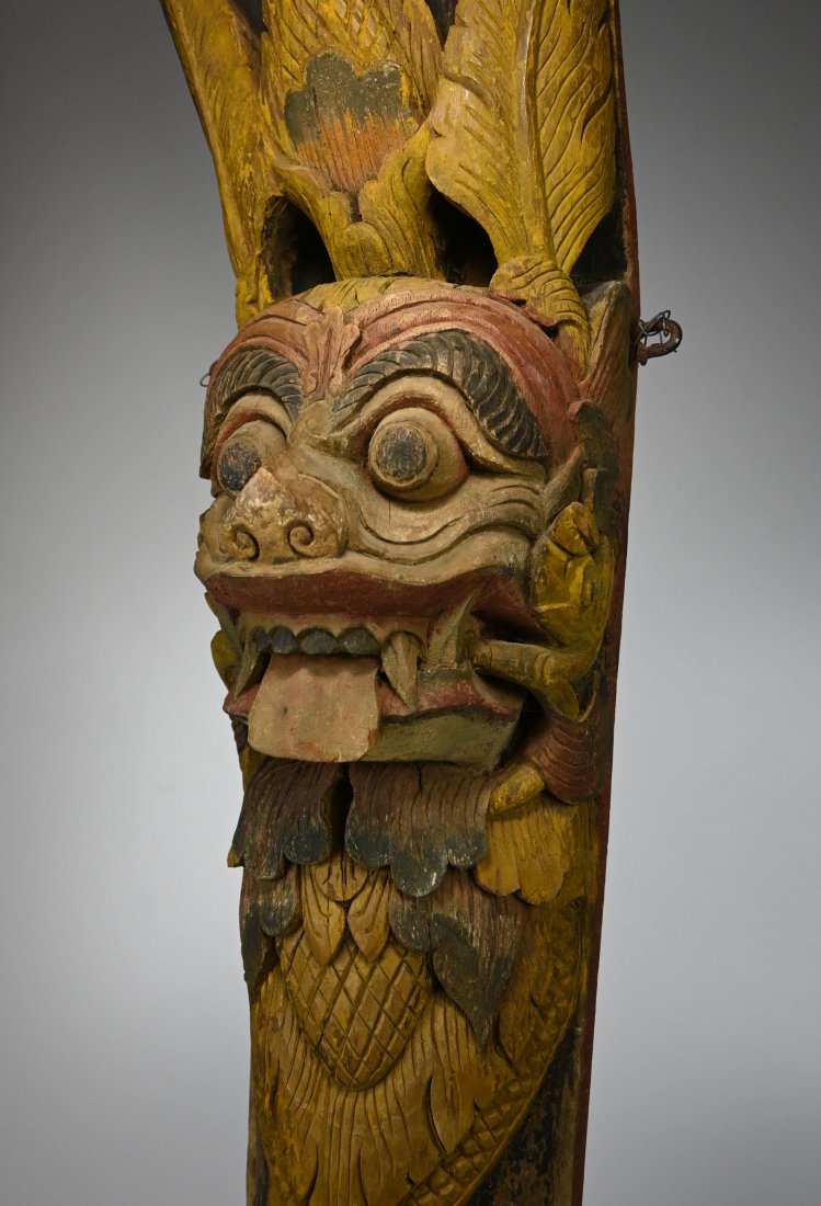 Large Antique Demon Face Gamelan Wooden Post from Bali (1 of 9)