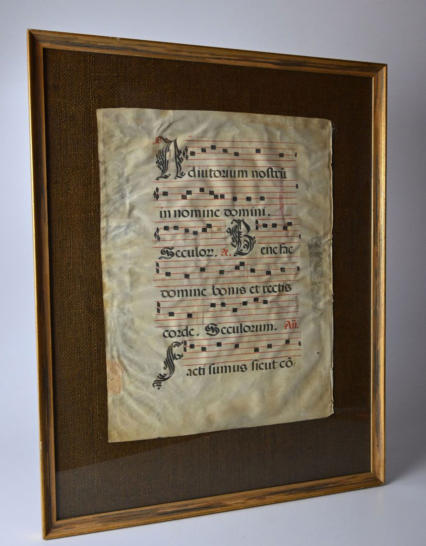 16-17th Century Gergorian Monk Chant written on Vellum (1 of 4)