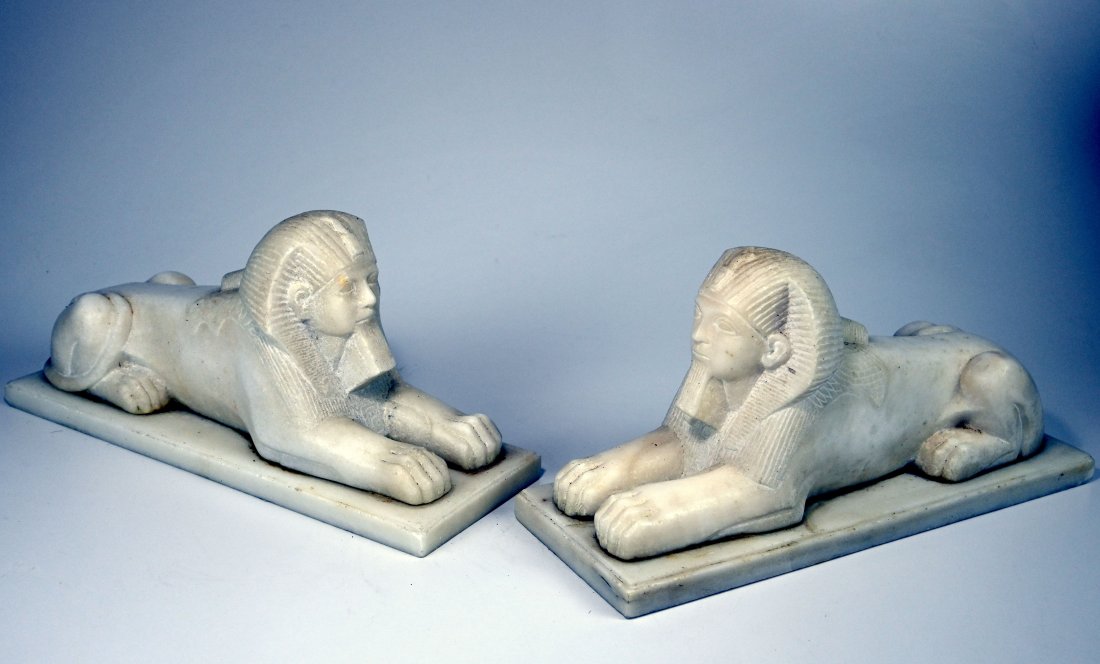 Rare pair of Egyptian Revival Marble Sphinx Sculptures (1 of 7)