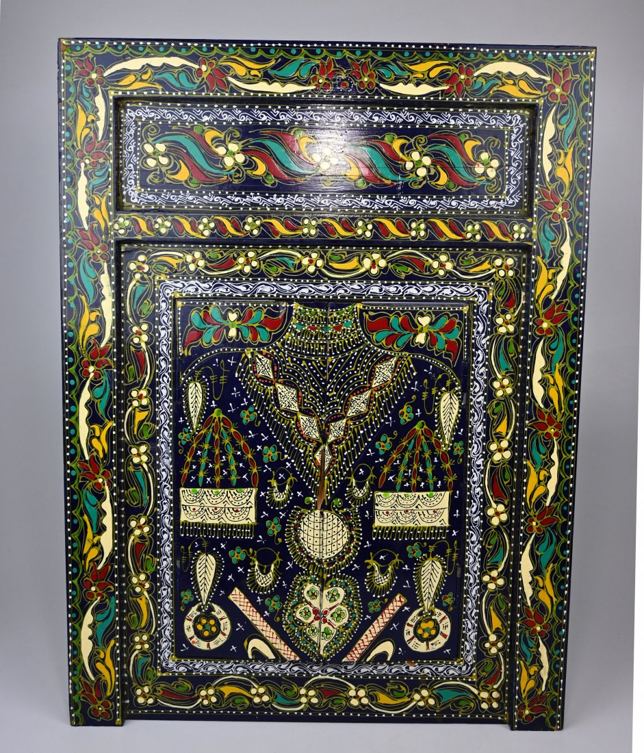 Vintage Moroccan Painted Wooden Window Shutter (1 of 3)