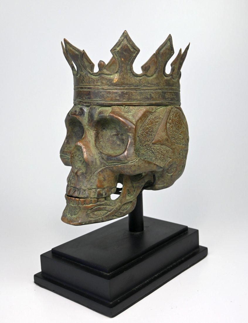Fine Bronze Human Skull with Royal Crown on base (1 of 7)