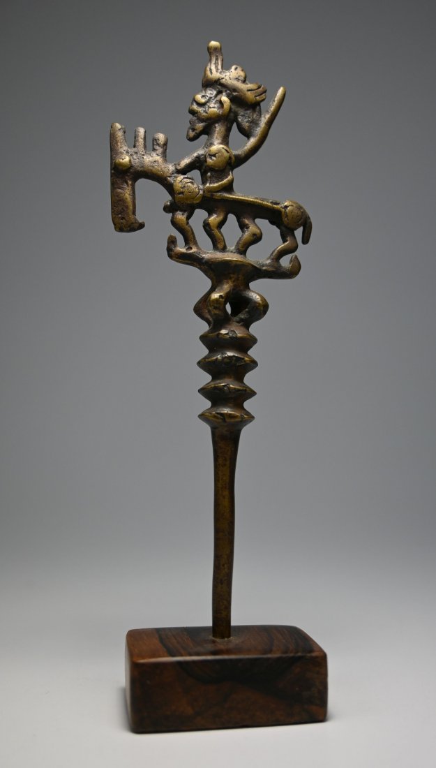 Dogon Horseman & Rider Bronze Hair Pin collected 1985 (1 of 4)