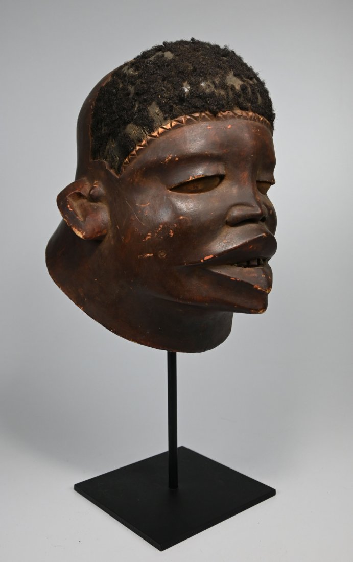 A Makonde Lipico Initiation mask w/ Human Hair (1 of 6)