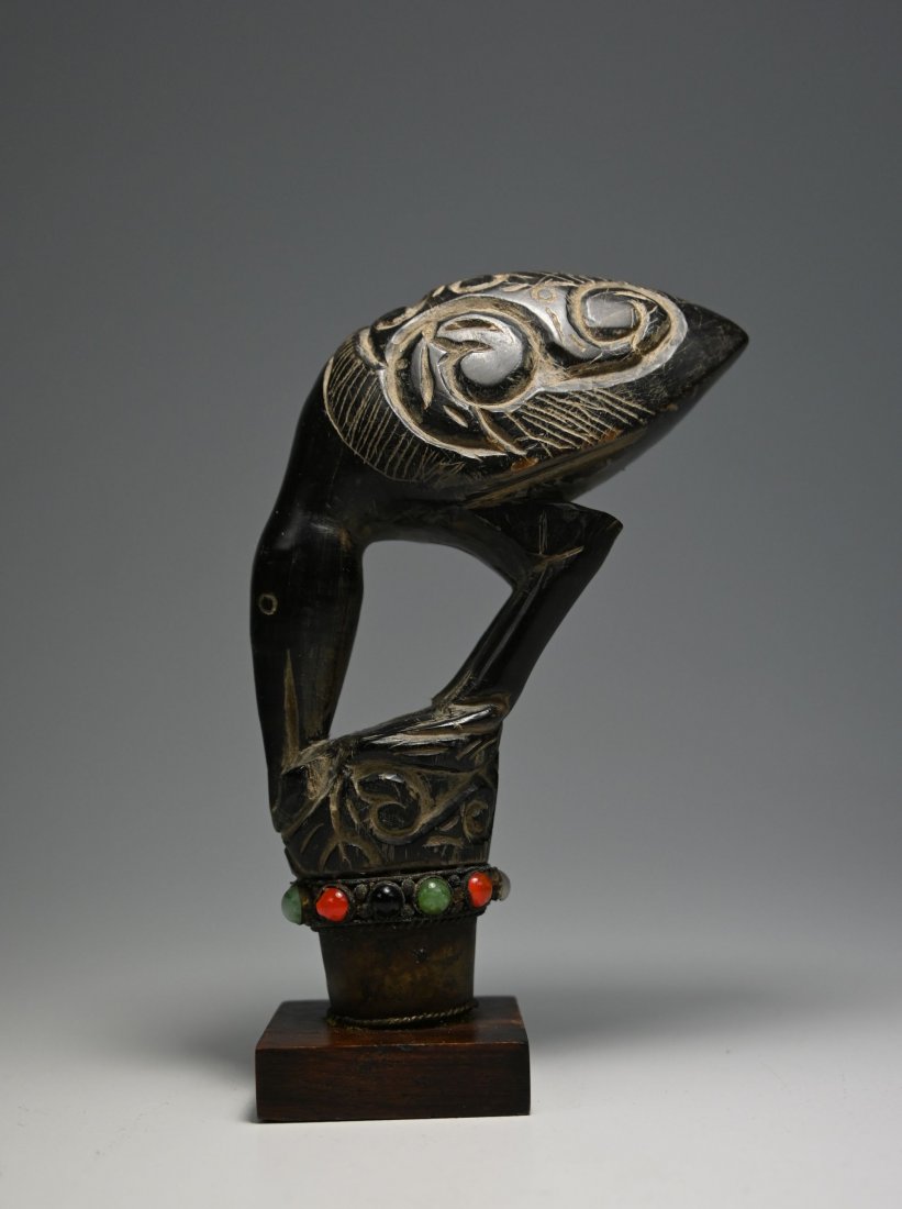 Rare Old Madura Island Hornbill Bird Kris Knife Handle (1 of 6)