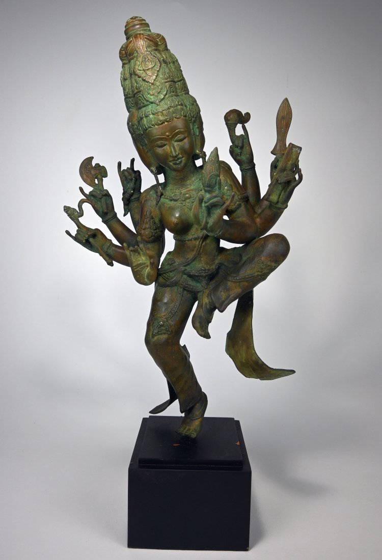 Large Bronze Multi-Armed Shiva with Three Heads Statue (1 of 7)