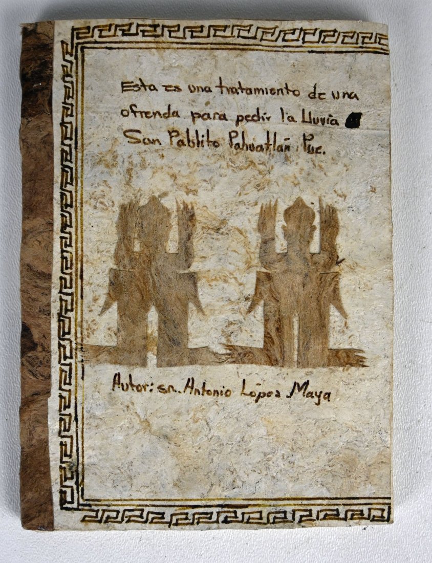 Antique Spell Book by Otomi Indian Sorcerer: A Rare Antique Spell Book created by the Otomi Indians of Mexico since pre-Hispanic times. Called "matl" in the Nahuatl language, today it is known by its Hispanicized form as amate paper. Curanderos 