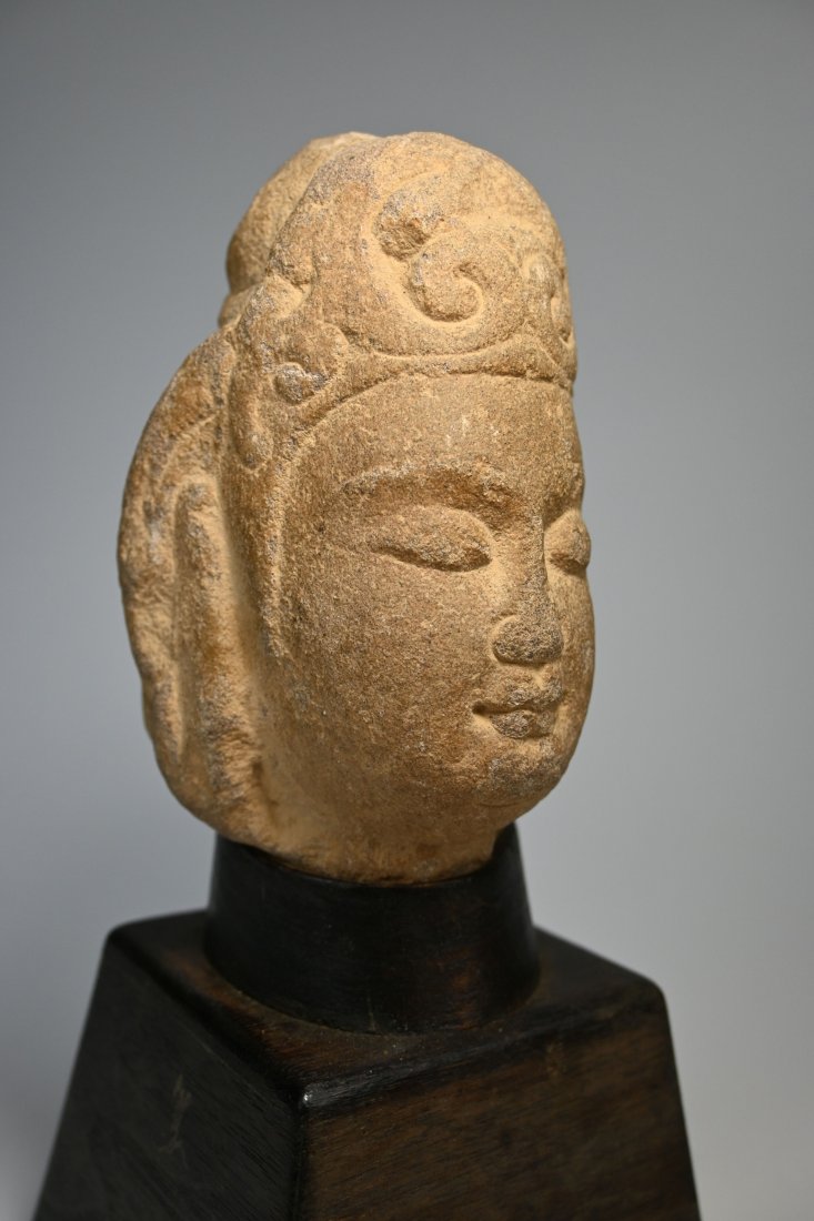 Ancient Stone Head of Bodhisattva Buddhist sculpture (1 of 6)