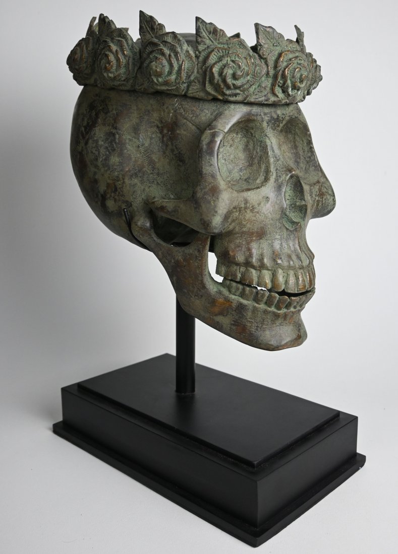A Giant Bronze Skull with crown of Roses (1 of 7)
