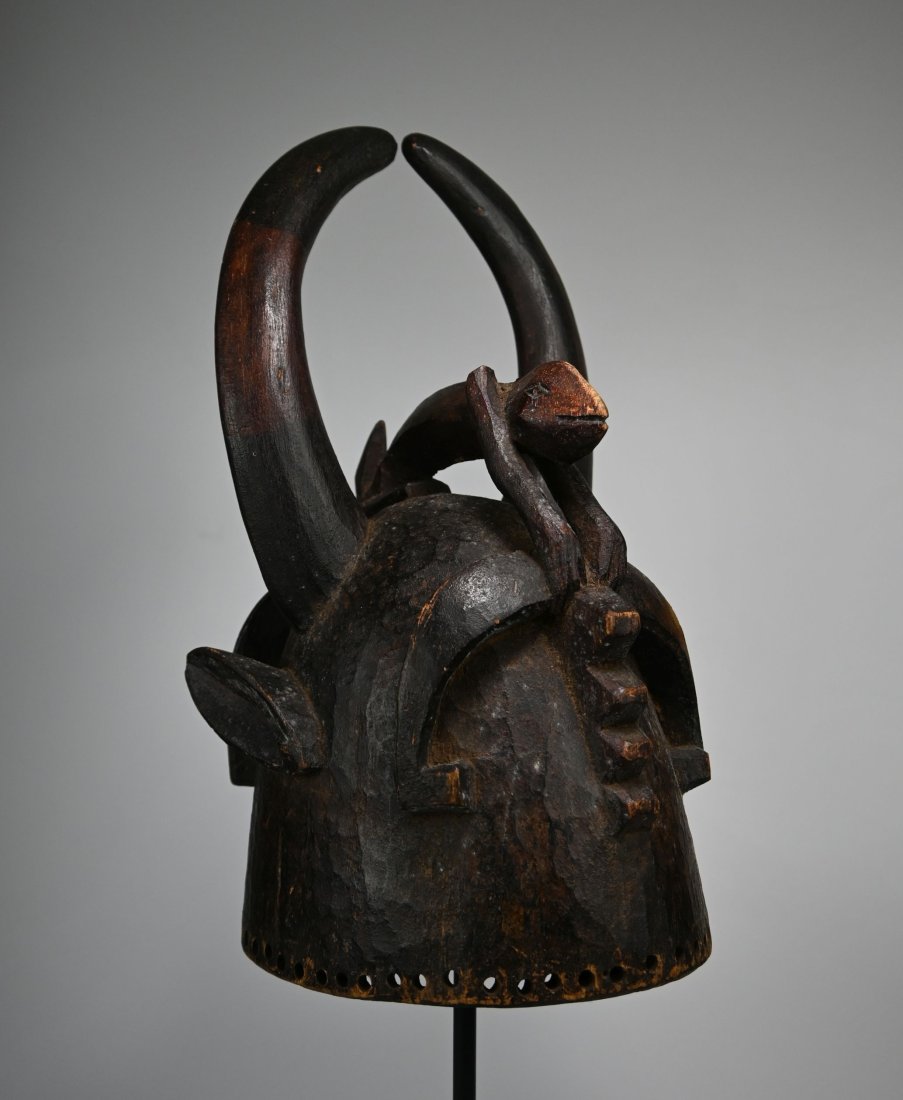 A Fine Senufo Helmet Mask w/ Chameleon Motif Ex Banks (1 of 7)