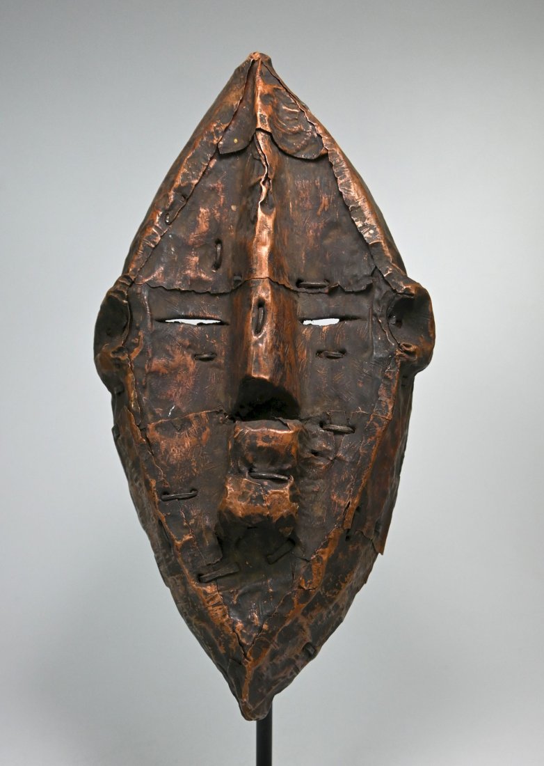 Rare Copper Covered Lwalwa Chief mask collected in 1958 (1 of 9)