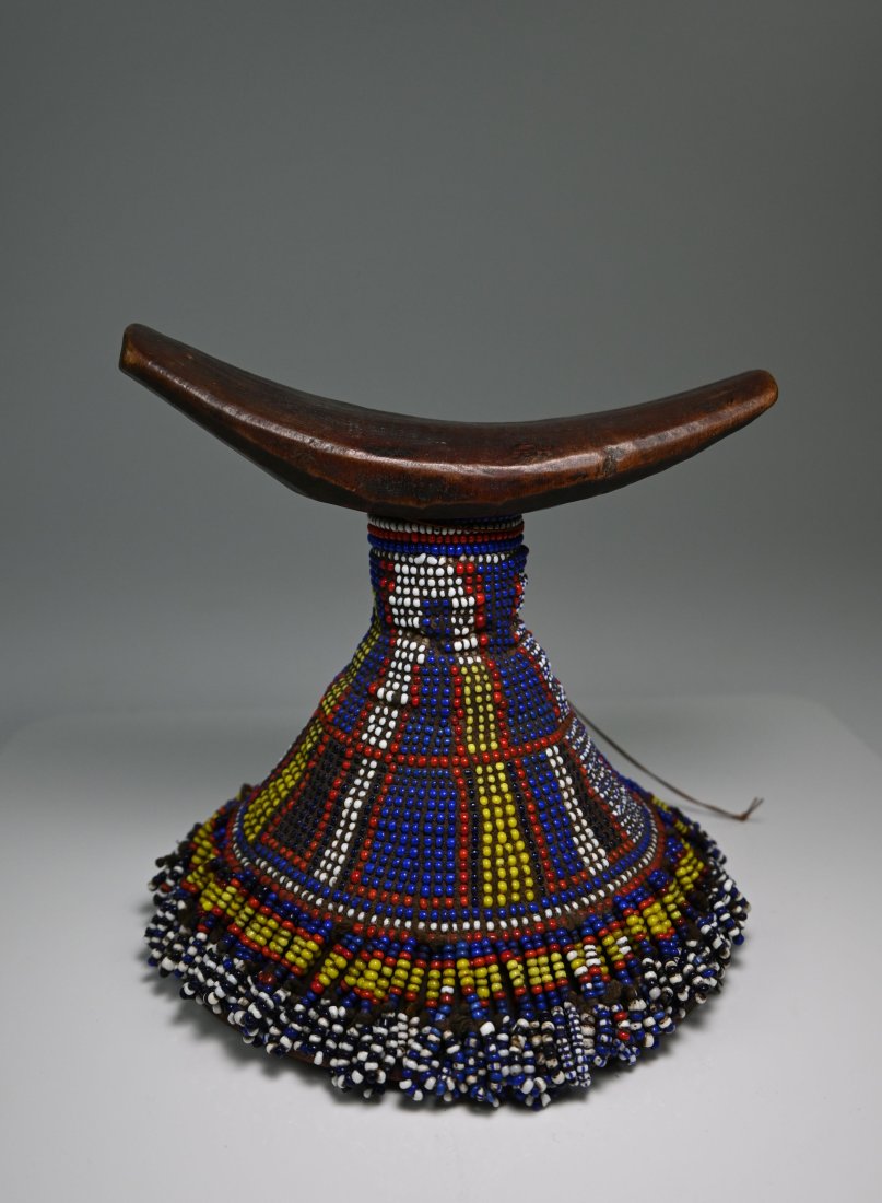 A Fine Ethiopian Oromo Headrest with Beaded Adornment (1 of 7)