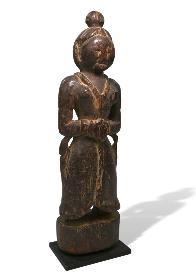 Ancient Indian Wooden Shrine Idol (1 of 8)