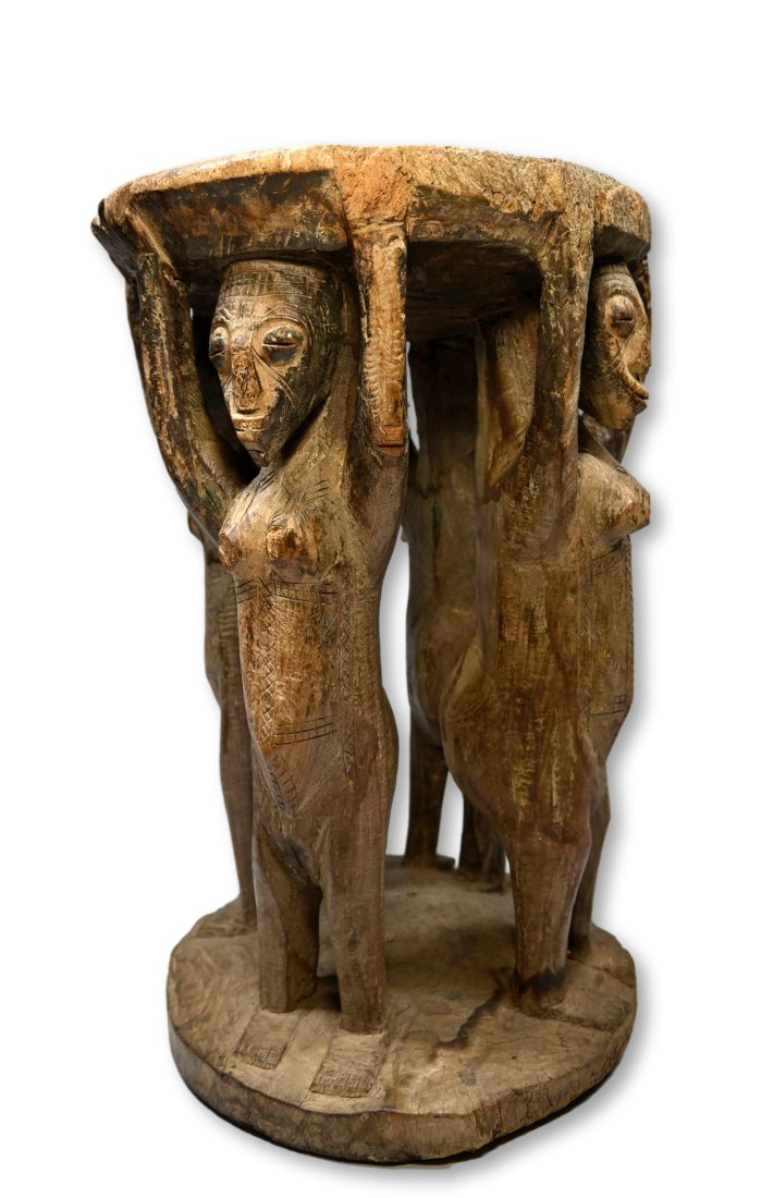 Rare Bamana Stool with Four Ancestors Ex Marshall Mount (1 of 9)