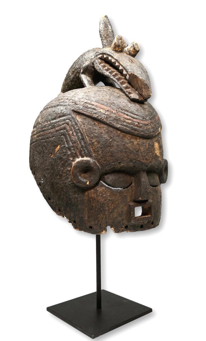 A Suku Mask with Zoomorphic Finial Field Collected 1972 (1 of 7)