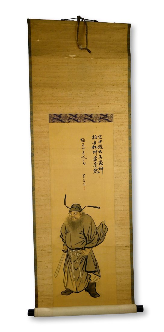 Antique Japanese Scroll with Samurai Warrior (1 of 6)