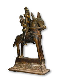 Antique Bronze Bhuta Equestrian & Rider from India Ex Banks collection: This is a late 19th century sculpture of a rider on a horse and known locally as a Bhuta figure. The effigy of a divine spirit or Daiyva of a four armed male warrior and a local cultural hero