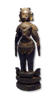 Antique Marapachi Bommai Wood Doll from India: A finely carved wooden Marapachi Bommai or doll from Southern India. Marapachi are traditionally passed on from one generation to another in the states of Tamil Nadu, Karnataka and Andhra Pradesh. Suc