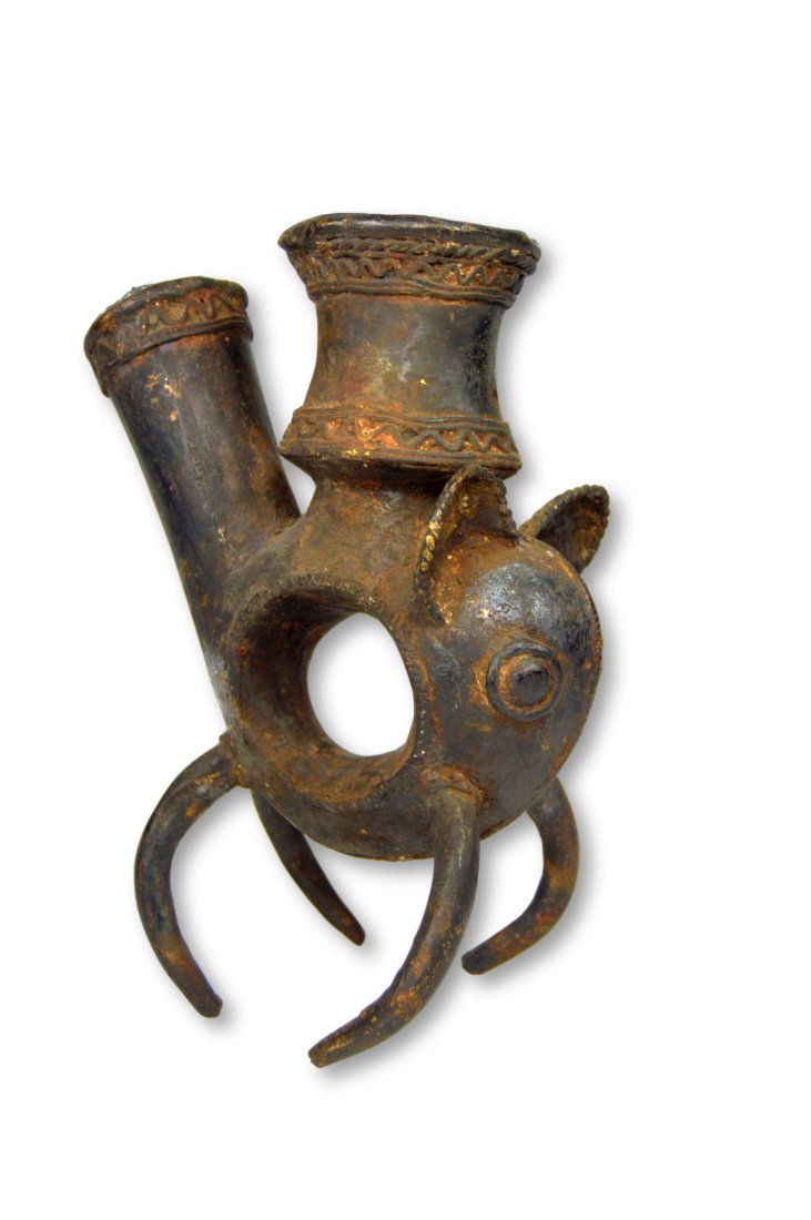 Large Bronze Elephant Pipe Bowl From, Cameroon (1 of 8)